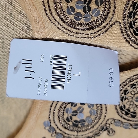 J.Jill embroidered boho sequin linen short sleeve top large - Picture 4 of 7